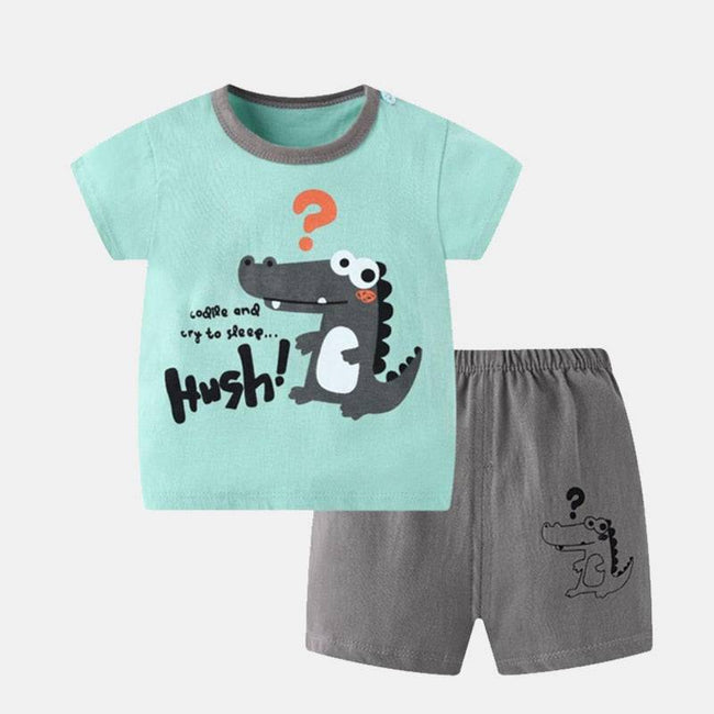 Cotton Infant Boys Clothes Summer Suit Baby Short Sleeve Shorts Sets Cute Cartoon Tshirt Toddler Kids Outfit 1 2 3 4 Years - TheWellBeing4All