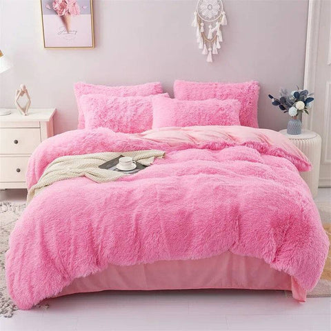 Plush Duvet Cover Pillowcase Set - Cozy Bedding for Singles and Doubles - TheWellBeing4All