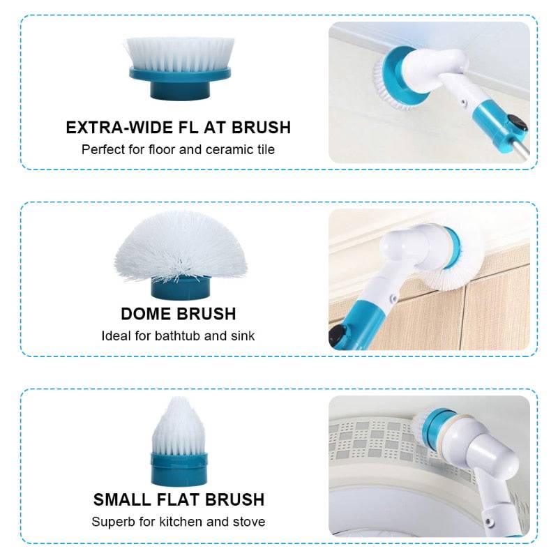 Electric Spin Cleaner 3in1 Wireless Waterproof Kitchen Bathroom Sink Cleaning Bathtub Tile Brush Cleaning Supplies Brush Cleaner - TheWellBeing4All