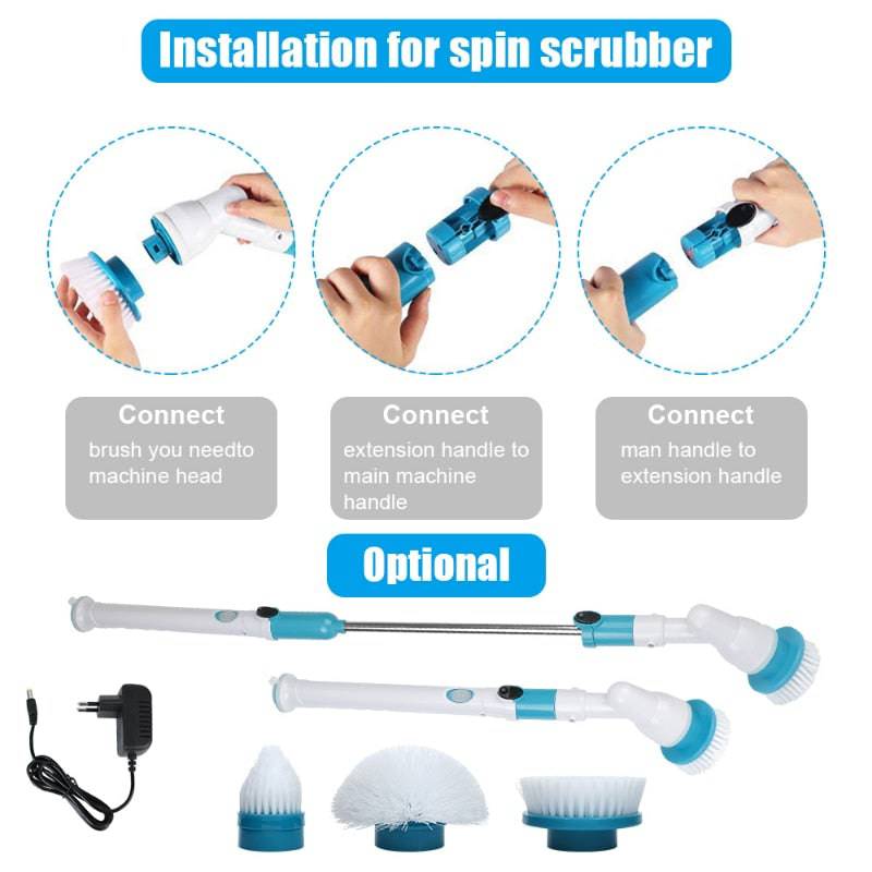 Electric Spin Cleaner 3in1 Wireless Waterproof Kitchen Bathroom Sink Cleaning Bathtub Tile Brush Cleaning Supplies Brush Cleaner - TheWellBeing4All