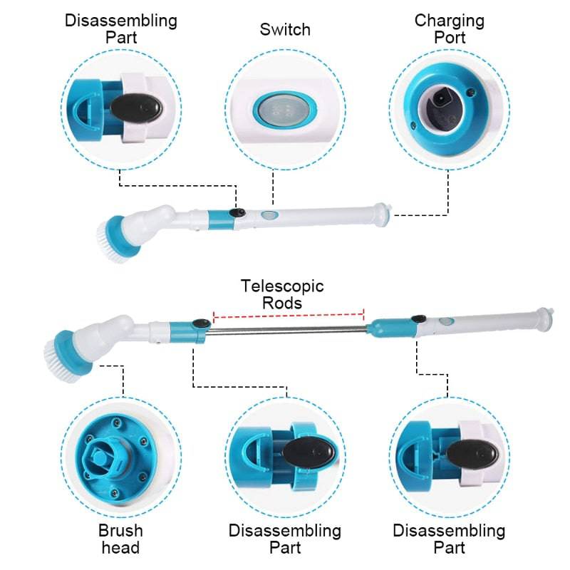 Electric Spin Cleaner 3in1 Wireless Waterproof Kitchen Bathroom Sink Cleaning Bathtub Tile Brush Cleaning Supplies Brush Cleaner - TheWellBeing4All