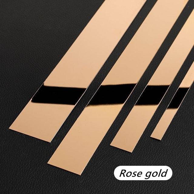 Roll Gold Wall Sticker Stainless Steel Flat Decorative Lines Titanium Wall Ceiling Edge Strip Mirror - TheWellBeing4All