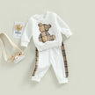 Baby Long Sleeve Plaid Bear Pattern Tops Sweatshirt Pants Outfits Tracksuits - TheWellBeing4All