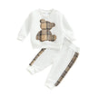 Baby Long Sleeve Plaid Bear Pattern Tops Sweatshirt Pants Outfits Tracksuits - TheWellBeing4All