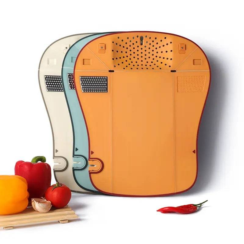 Multi-Functional Folding Chopping Board Smart Cutting Board with Draining Knife Sharpener & Grinder Plastic Cutting Board for Kitchen - TheWellBeing4All