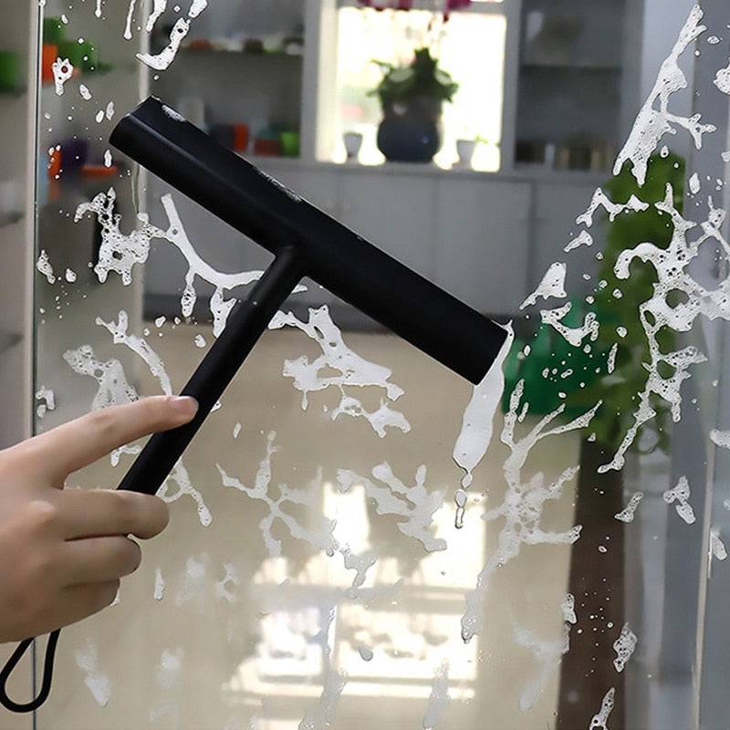 Shower Squeegee Glass Clean Scraper Washing Wiper Hanger Floor Window Cleaning Household Water Wall Hanging Mirror with Handle - TheWellBeing4All