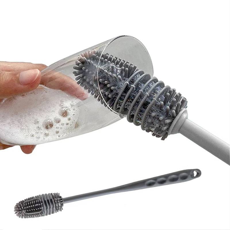 Silicone Cup Scrubber Glass Cleaner Long Handle Drink Bottle Glass Cup Cleaning Brush - TheWellBeing4All