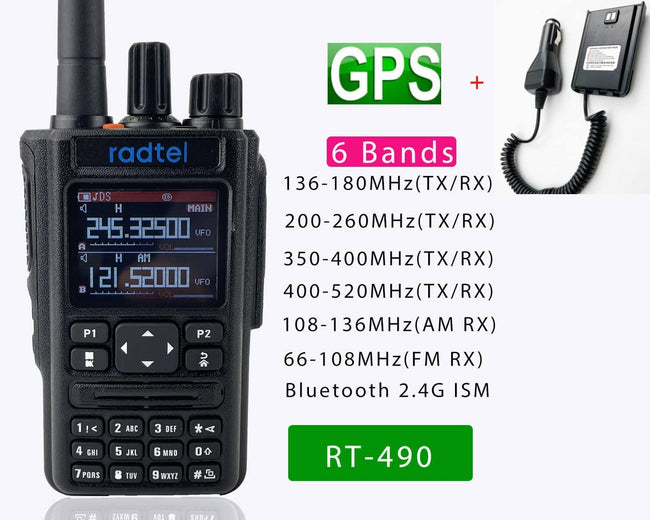 Radtel RT-490 (GPS Blutooth Option) Amateur Ham Two Way Radio 256CH Air Band Walkie Talkie  VOX SOS LCD Police Scanner Aviation - TheWellBeing4All