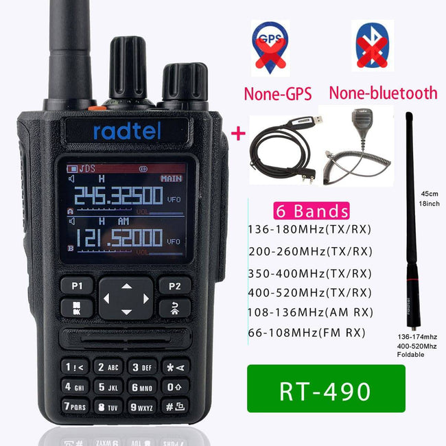 Radtel RT-490 (GPS Blutooth Option) Amateur Ham Two Way Radio 256CH Air Band Walkie Talkie  VOX SOS LCD Police Scanner Aviation - TheWellBeing4All