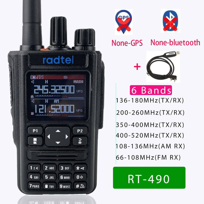 Radtel RT-490 (GPS Blutooth Option) Amateur Ham Two Way Radio 256CH Air Band Walkie Talkie  VOX SOS LCD Police Scanner Aviation - TheWellBeing4All