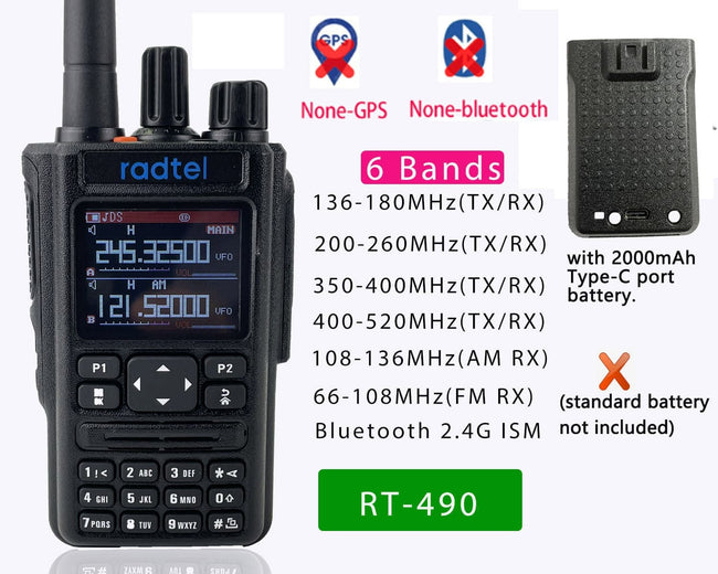 Radtel RT-490 (GPS Blutooth Option) Amateur Ham Two Way Radio 256CH Air Band Walkie Talkie  VOX SOS LCD Police Scanner Aviation - TheWellBeing4All