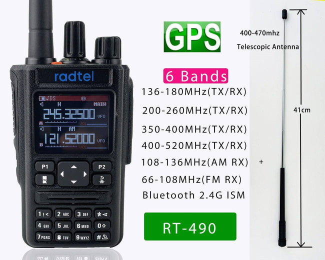 Radtel RT-490 (GPS Blutooth Option) Amateur Ham Two Way Radio 256CH Air Band Walkie Talkie  VOX SOS LCD Police Scanner Aviation - TheWellBeing4All