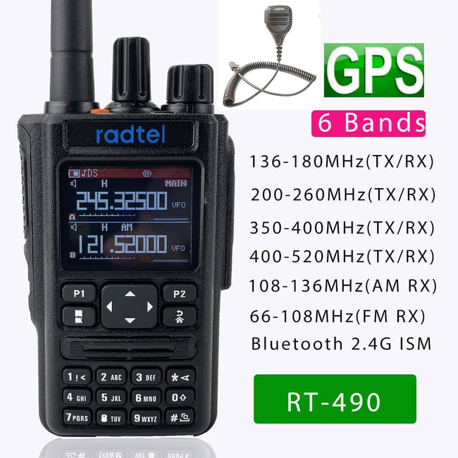 Radtel RT-490 (GPS Blutooth Option) Amateur Ham Two Way Radio 256CH Air Band Walkie Talkie  VOX SOS LCD Police Scanner Aviation - TheWellBeing4All