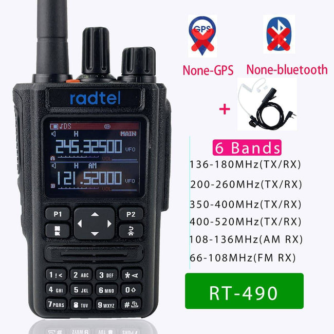 Radtel RT-490 (GPS Blutooth Option) Amateur Ham Two Way Radio 256CH Air Band Walkie Talkie  VOX SOS LCD Police Scanner Aviation - TheWellBeing4All