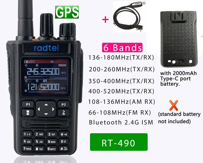 Radtel RT-490 (GPS Blutooth Option) Amateur Ham Two Way Radio 256CH Air Band Walkie Talkie  VOX SOS LCD Police Scanner Aviation - TheWellBeing4All