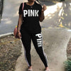 Plus Size 2 Piece Set Woman Tracksuit Casual Pink Letter Print Sexy Sweat Suits Short Sleeve Tee Shirt Top Skinny Pants XXXL - TheWellBeing4All