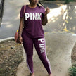 Plus Size 2 Piece Set Woman Tracksuit Casual Pink Letter Print Sexy Sweat Suits Short Sleeve Tee Shirt Top Skinny Pants XXXL - TheWellBeing4All