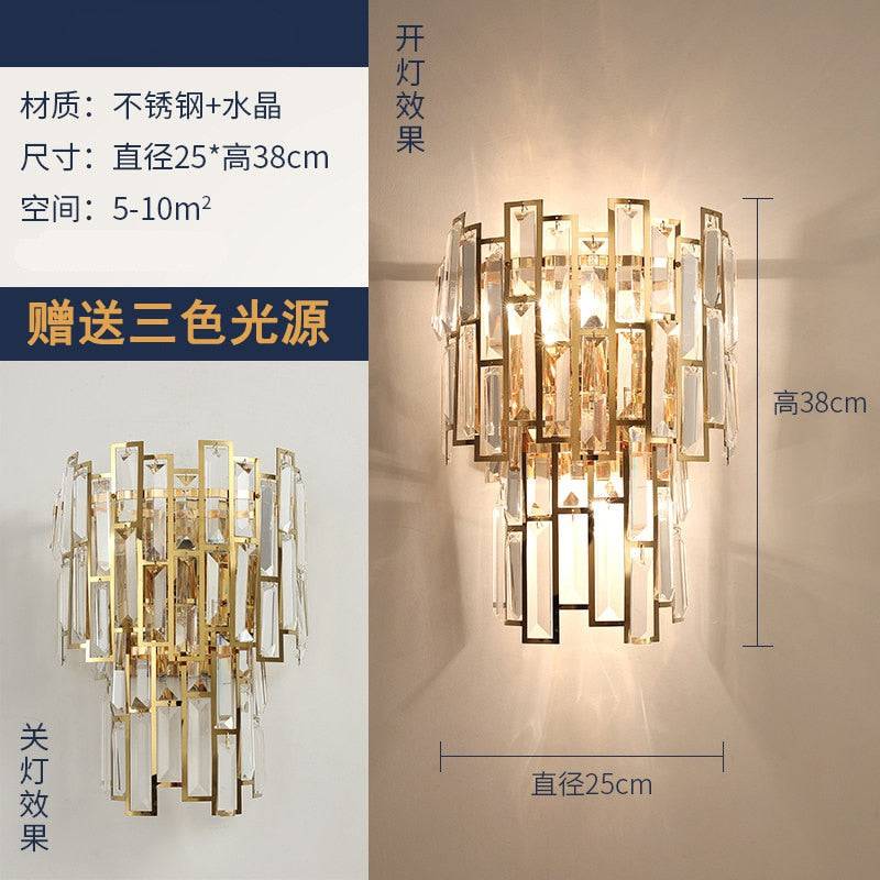 Crystal Wall Lamp Light Luxury Post Modern Simple Living Room Background Wall Bedroom Bedside Corridor Led Wall Sconce Lamp E14 - TheWellBeing4All