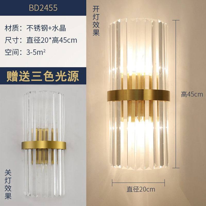 Crystal Wall Lamp Light Luxury Post Modern Simple Living Room Background Wall Bedroom Bedside Corridor Led Wall Sconce Lamp E14 - TheWellBeing4All