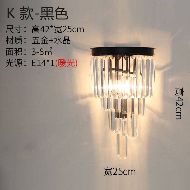 Crystal Wall Lamp Light Luxury Post Modern Simple Living Room Background Wall Bedroom Bedside Corridor Led Wall Sconce Lamp E14 - TheWellBeing4All