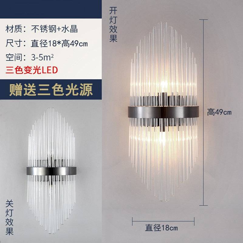 Crystal Wall Lamp Light Luxury Post Modern Simple Living Room Background Wall Bedroom Bedside Corridor Led Wall Sconce Lamp E14 - TheWellBeing4All