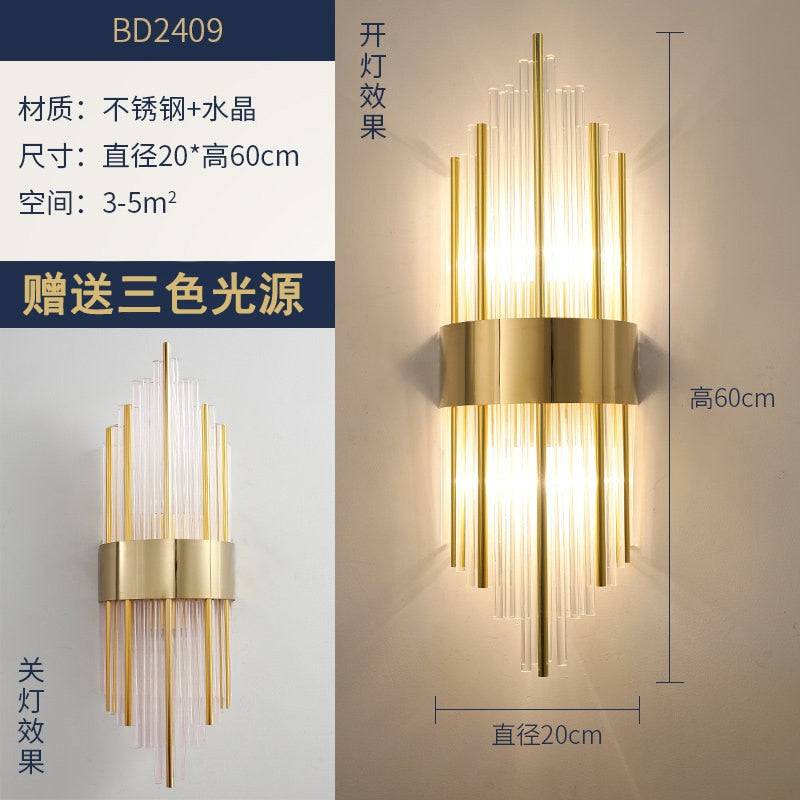 Crystal Wall Lamp Light Luxury Post Modern Simple Living Room Background Wall Bedroom Bedside Corridor Led Wall Sconce Lamp E14 - TheWellBeing4All