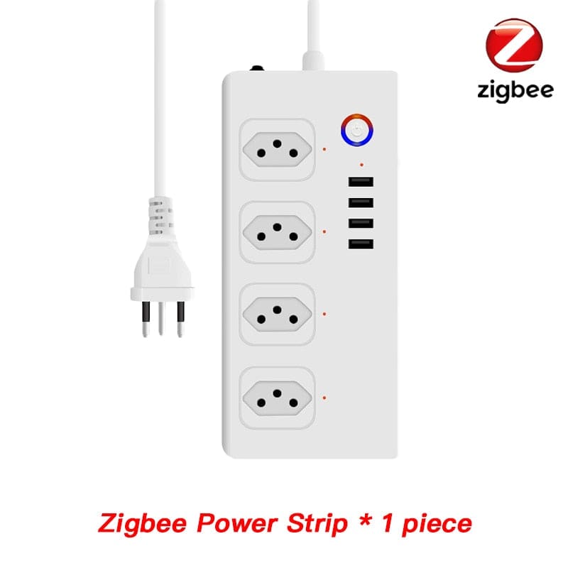 Smart Power Strip, Tuya Zigbee Outlet With 4 Plugs and 4 USB Port, Individual Control,Works With Alexa Google Home - TheWellBeing4All