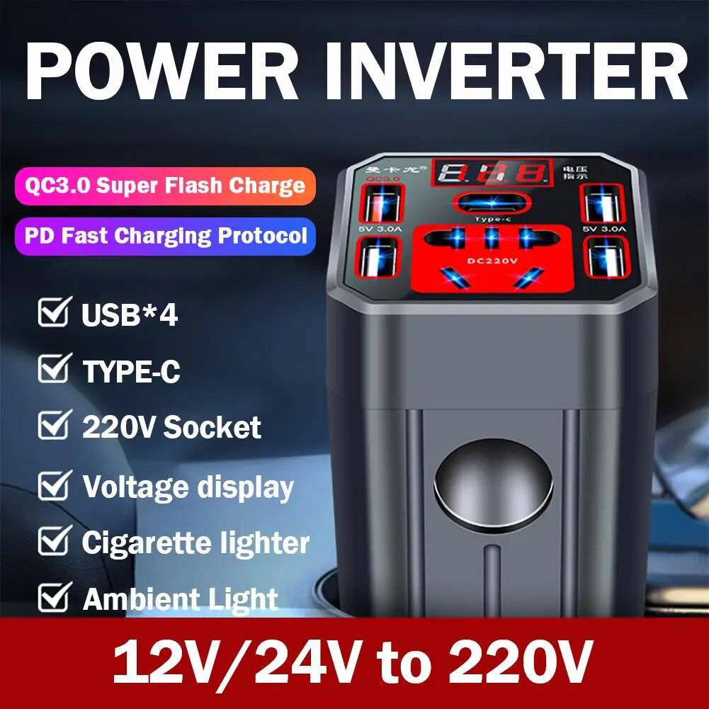 Car Inverter With Fuse 300W DC 12V to AC 220V Converter Power Adapter - TheWellBeing4All