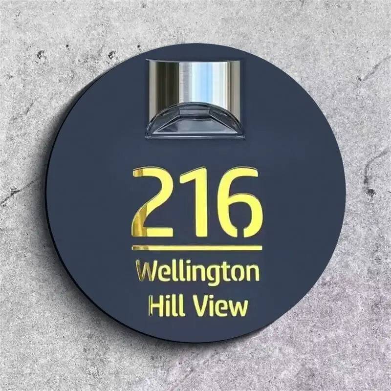 Solar House Address Sign - Custom Round House Number - TheWellBeing4All