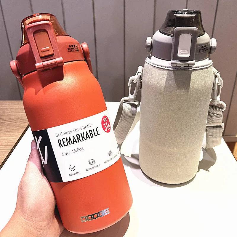 Thermal Water Bottle Large Capacity With Straw Stainless Steel Thermos Bottle Cold and Hot Water Bottle Sport Thermos Cup - TheWellBeing4All