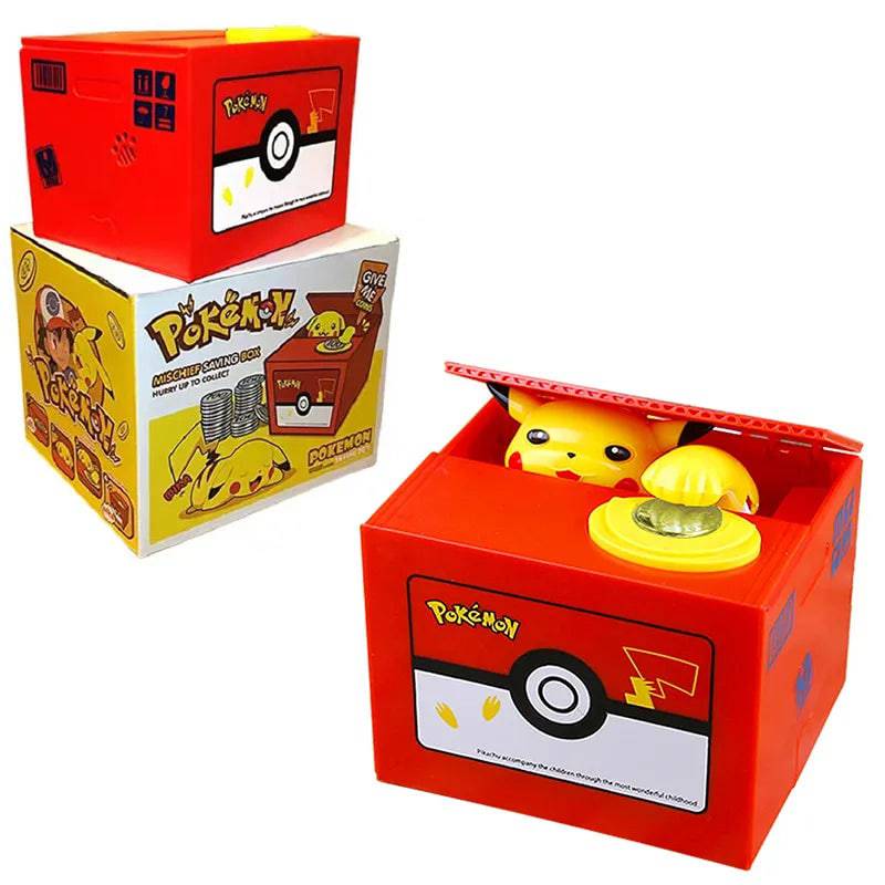 Pokemon Piggy Bank Action Figure Anime Cartoon Pikachu Electronic Plastic Money Box Steal Coin Piggy Bank - TheWellBeing4All