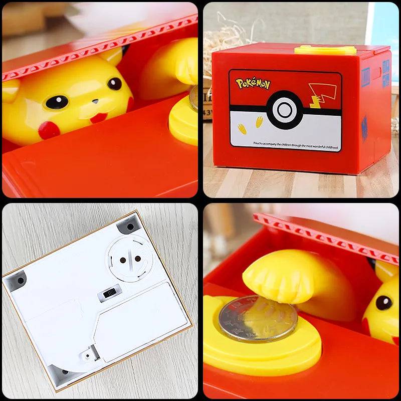 Pokemon Piggy Bank Action Figure Anime Cartoon Pikachu Electronic Plastic Money Box Steal Coin Piggy Bank - TheWellBeing4All