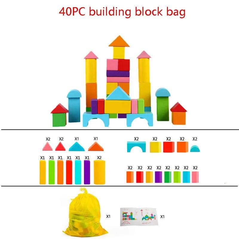 Large Safe Wooden Building Blocks Early Educational Blocks Colorful Construction Toys Kids Learning - TheWellBeing4All