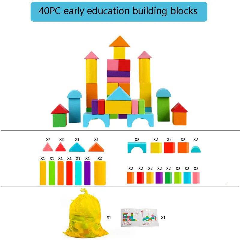 Large Safe Wooden Building Blocks Early Educational Blocks Colorful Construction Toys Kids Learning - TheWellBeing4All