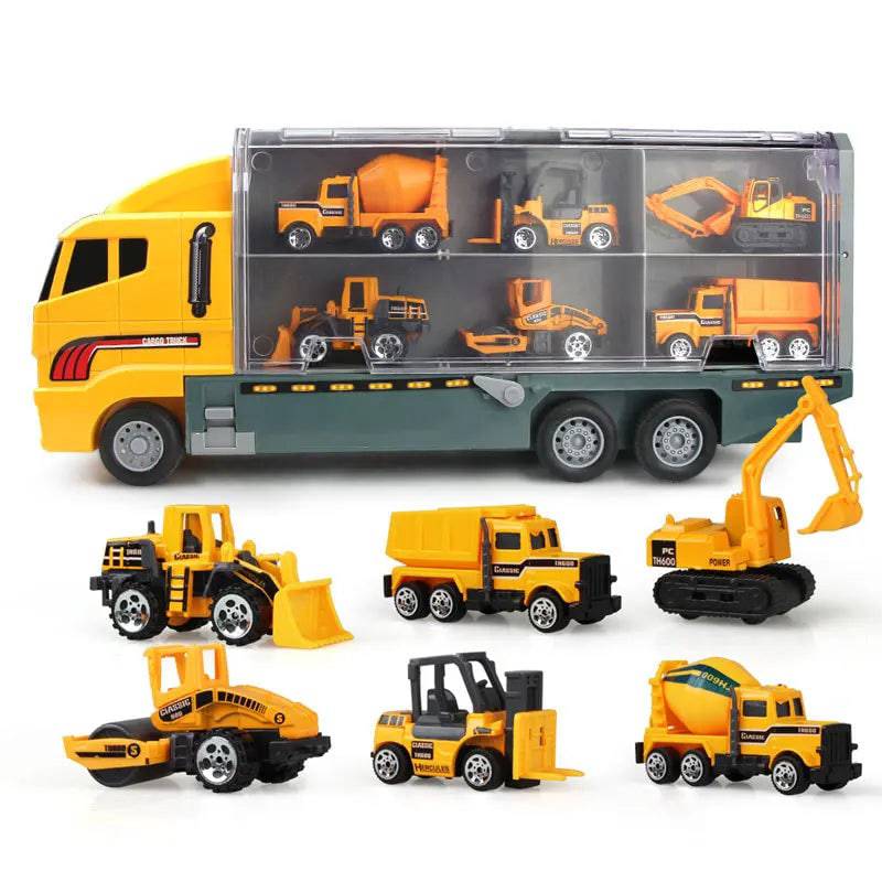 Truck Storage Die-cast Vehicle Transporter Car Set Excavator Dump Truck Digger Backhoe - TheWellBeing4All