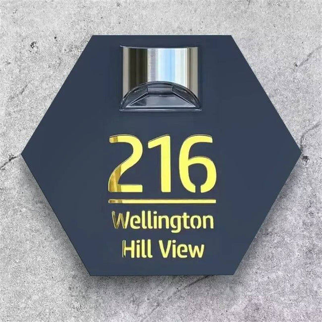 Solar House Address Sign - Custom Round House Number - TheWellBeing4All