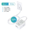 Ultra Thin Flat Extension Cord & Flat Plug Power Strip with USB Ports - TheWellBeing4All