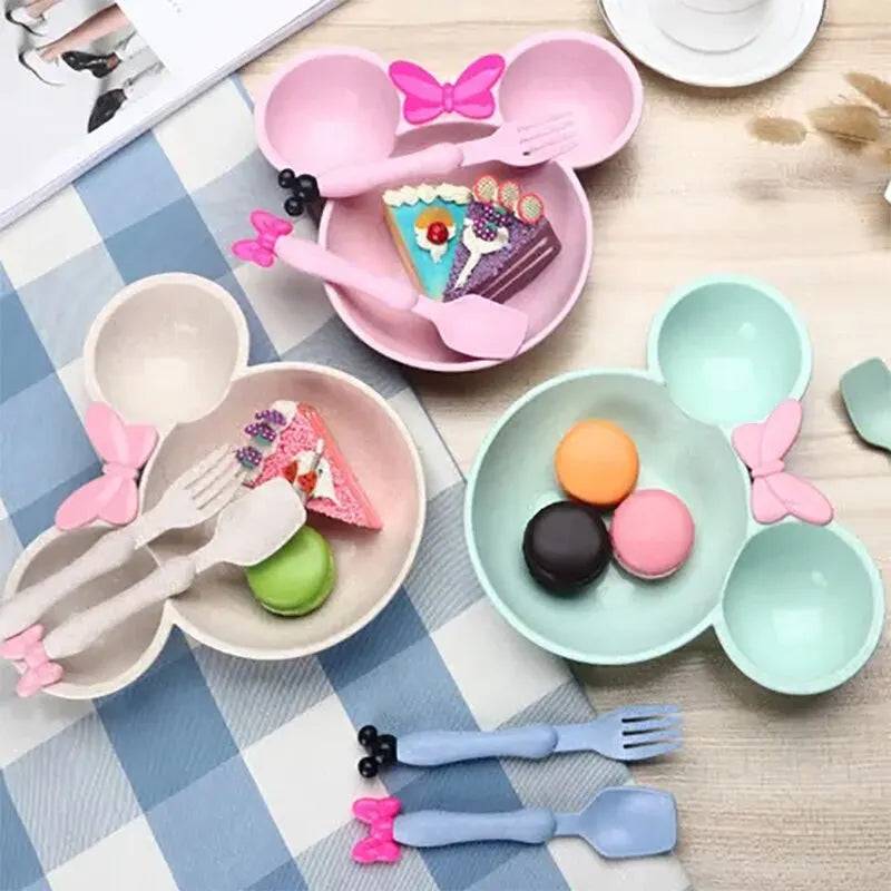 Cartoon Baby Bowl Tableware Set Wheat Straw Children's Dishes Kids Feeding set - TheWellBeing4All