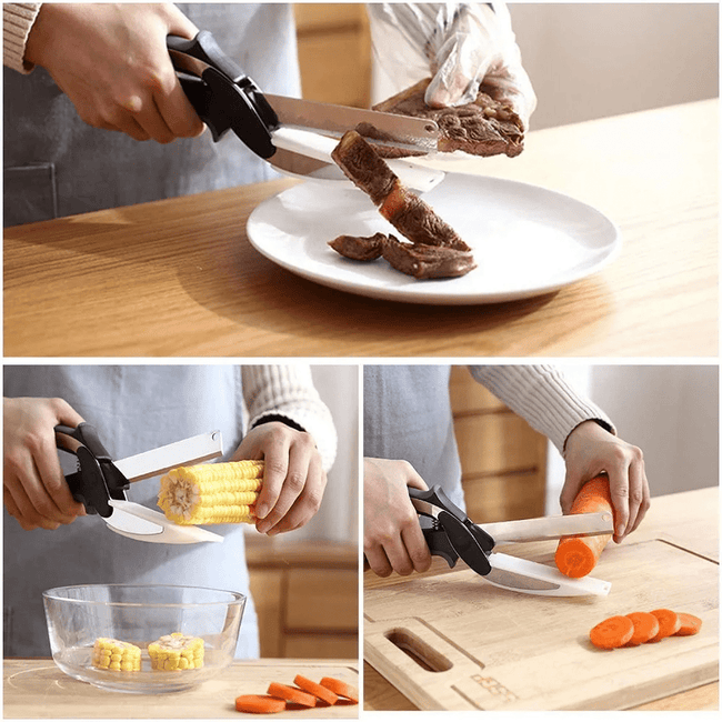 Clever Cutter 2-in-1: Premium Stainless Steel Blade, Grade A Plastic Handle - TheWellBeing4All