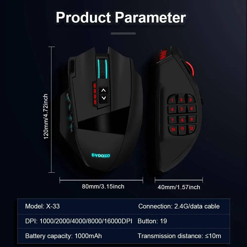 RGB USB 2.4G Wireless Gaming Mouse 16000 DPI 16 Buttons Programmable Game Optical Mice for Computer PC Laptop - TheWellBeing4All