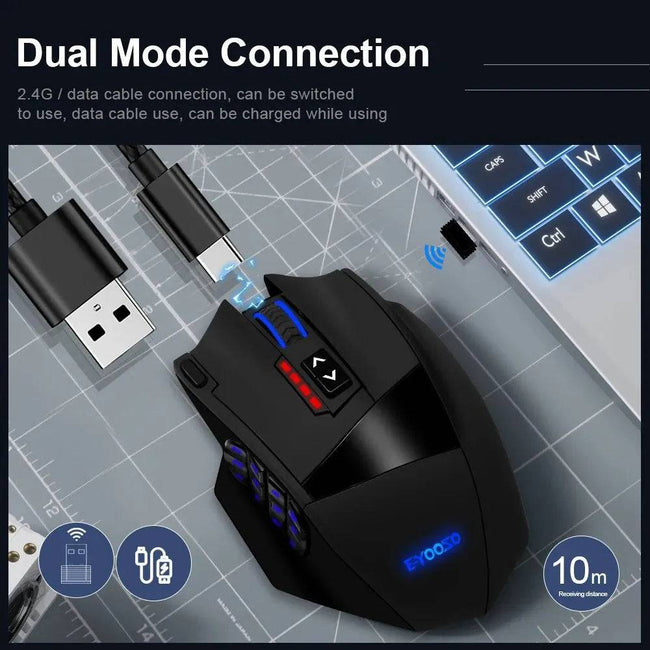 RGB USB 2.4G Wireless Gaming Mouse 16000 DPI 16 Buttons Programmable Game Optical Mice for Computer PC Laptop - TheWellBeing4All