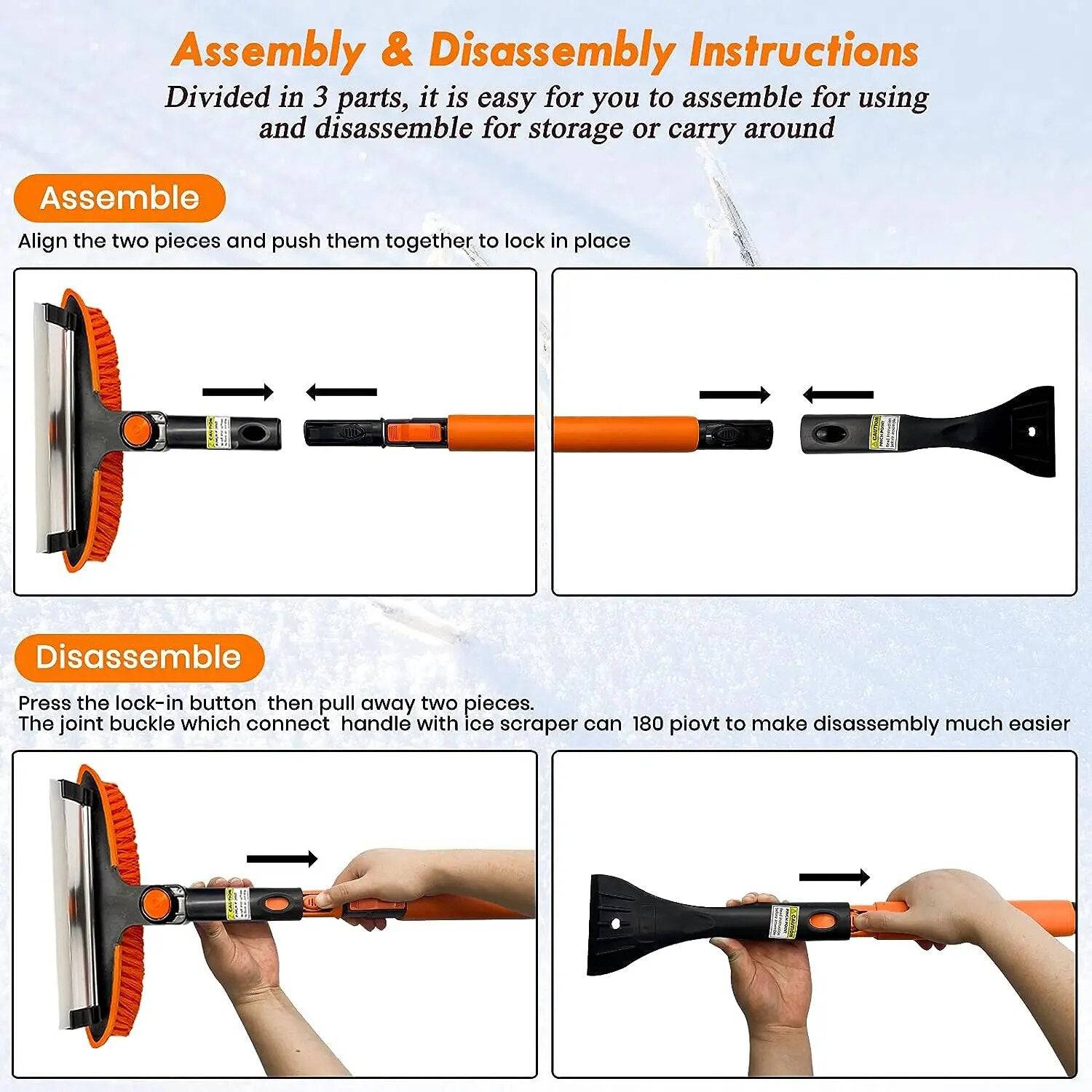 TheWellBeing™️ Extendable Snow Brush and Ice Scrapers for Cars Trucks SUVs Windshield Snow - TheWellBeing4All