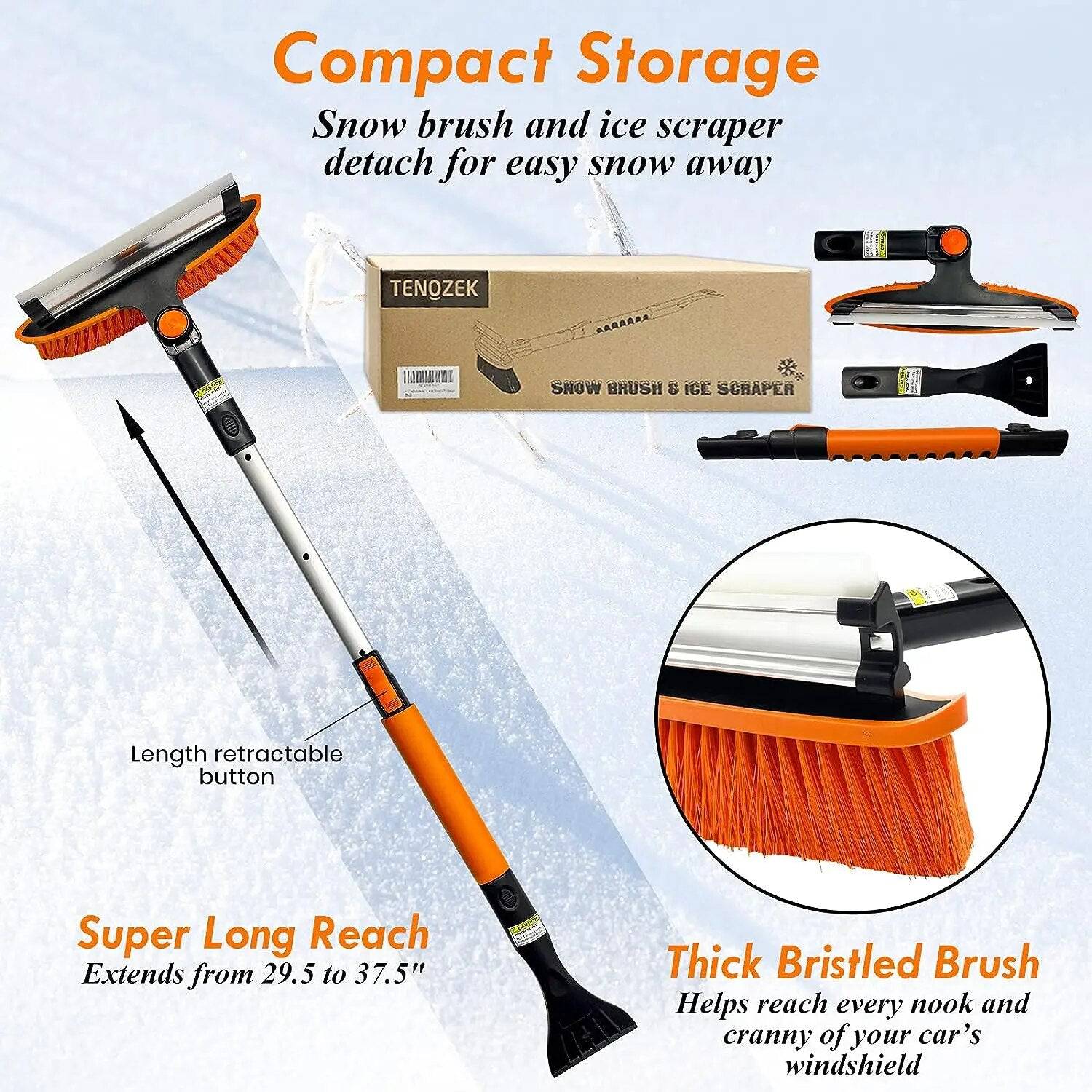 TheWellBeing™️ Extendable Snow Brush and Ice Scrapers for Cars Trucks SUVs Windshield Snow - TheWellBeing4All