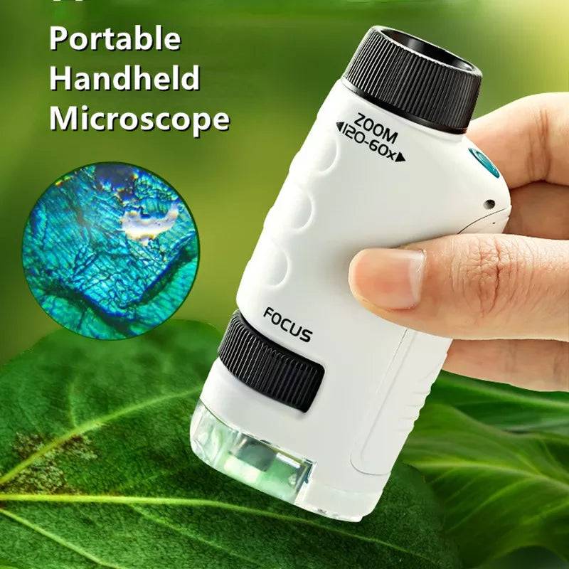 Mini Handheld Microscope with LED Light Outdoor Children Stem Toy - TheWellBeing4All