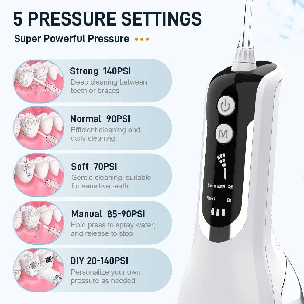 Portable Oral Irrigator Waterproof Teeth Cleaner  Water Flosser Dental Water Jet - TheWellBeing4All