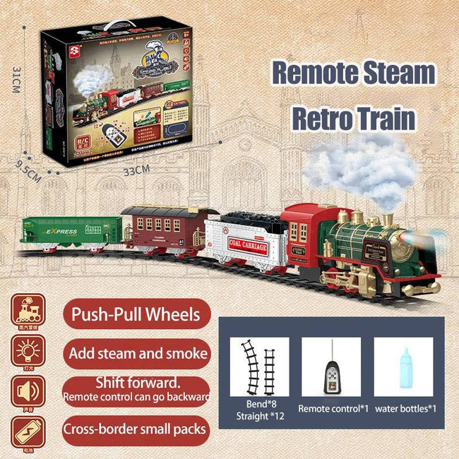 Electric Variety Railcar Retro Steam Train Model Puzzle Assembly Toys Railway Track Set - TheWellBeing4All