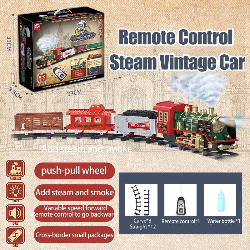 Electric Variety Railcar Retro Steam Train Model Puzzle Assembly Toys Railway Track Set - TheWellBeing4All