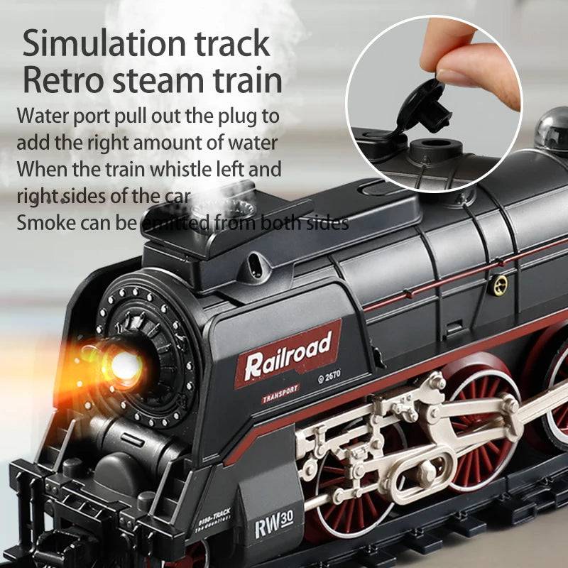 Electric Variety Railcar Retro Steam Train Model Puzzle Assembly Toys Railway Track Set - TheWellBeing4All