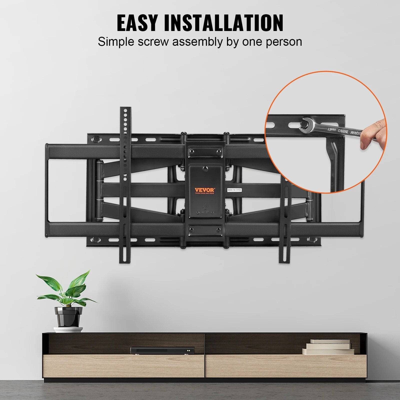 Full Motion TV Mount Fit for Most 26-90in TVs Swivel Tilt Horizontal Adjustment TV Wall Mount Bracket W/ Articulating Arms - TheWellBeing4All