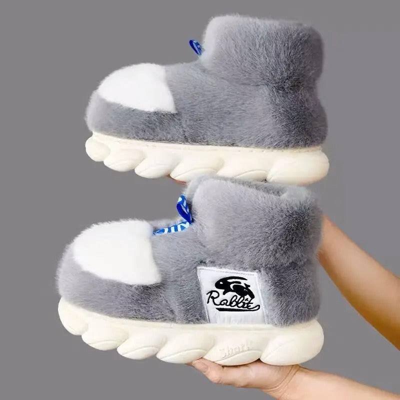 Winter Warm Shoes Plush Lining Indoor Slippers Couples Platform Heel High Top Snow Boots - TheWellBeing4All